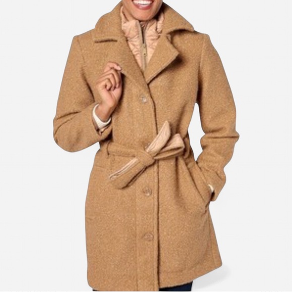 Isaac Mizrahi Live! Boucle Belted Coat in Camel Size 2X - Picture 1 of 10